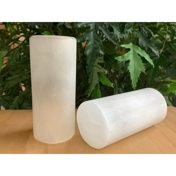 2 Packs Selenite Harmonizer Cylinder, Cylinder Gemstone Gypsum Block, Meditation, Healing Crystals