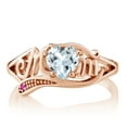 thumbnail image 2 of Gem Stone King 0.74 Ct Sky Blue Aquamarine Pink Sapphire 18K Rose Gold Plated Silver Ring, 2 of 4