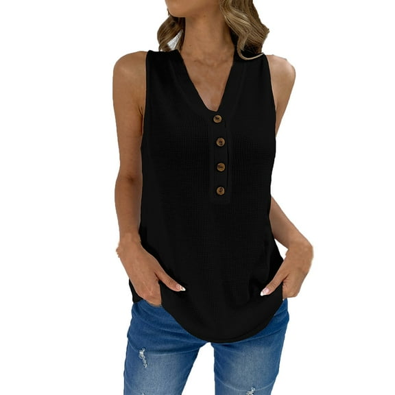 gakvbuo Plus Size Summer Tank Tops For Women 2023 Trendy Women's Sleeveless Solid Sexy V-neck Casual Fashion Loose Tank Top