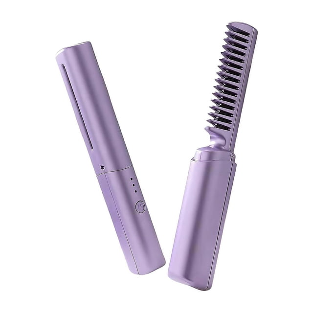 Hair Straightener Brush with Ceramic Teeth and Negative Ion Technology for Smooth Styling at Home or Travel