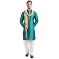 thumbnail image 1 of Vêtements Indiens Kurta Pyjama pour Hommes avec Foulard Robe de Fête de Mariage (Vert, m), 1 of 6