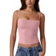 thumbnail image 1 of Camiseta sin mangas QINSEN para mujer con cuello cuadrado y tirantes finos, color rosa L, 1 of 3