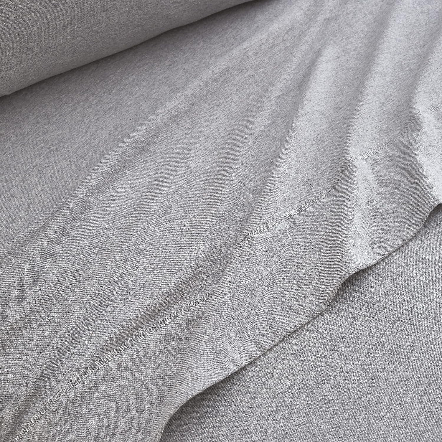 Sleepdown Jersey Knit Full Size Sheets 4pc, Heather Grey – picture 6