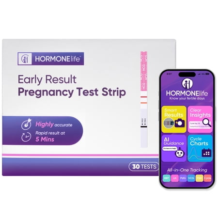 HORMONElife Early Result Pregnancy Test Strips, Ultra Sensitive 10 mIU HCG Detection, 30 Count