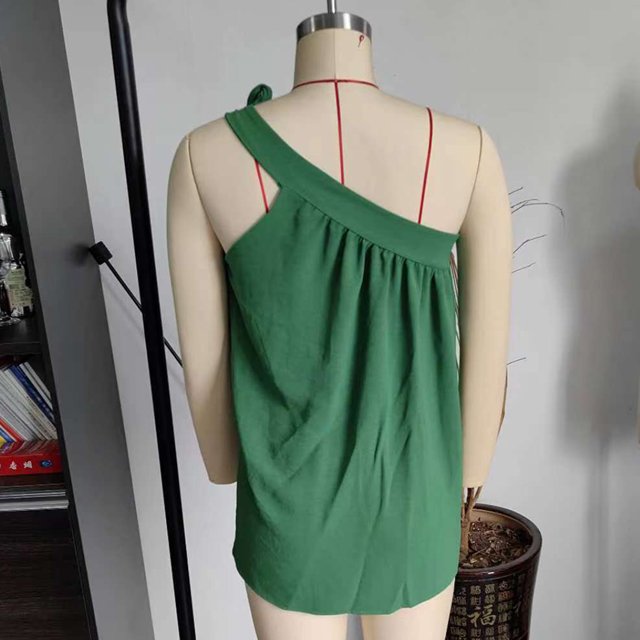 Blusa sin mangas con un solo hombro y nudo anudado, blusa de un solo hombro para mujer Blusa de un solo hombro para mujer Blusa sin mangas con un solo hombro Grado profesional