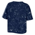 thumbnail image 3 of Women's WEAR by Erin Andrews Navy Michigan Wolverines Bleach Wash Splatter Cropped Notch Neck T-Shirt, 3 of 3