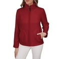 thumbnail image 2 of GaThRRgYP Womens Coats and Jackets Plus Size,Ladies' Casual Colored All-purpose Full-zip Long-sleeved Capless Fleece Jacket Red M, 2 of 9