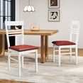thumbnail image 2 of Giantex Wooden Dining Chairs Set of 2, Armless Kitchen Chairs w/Slat Backrest & Upholstered PU Seat, White, 2 of 9