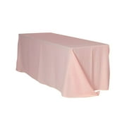 YCC 90 x 132 inch Rectangular Polyester Tablecloth Blush by Your Chair Covers