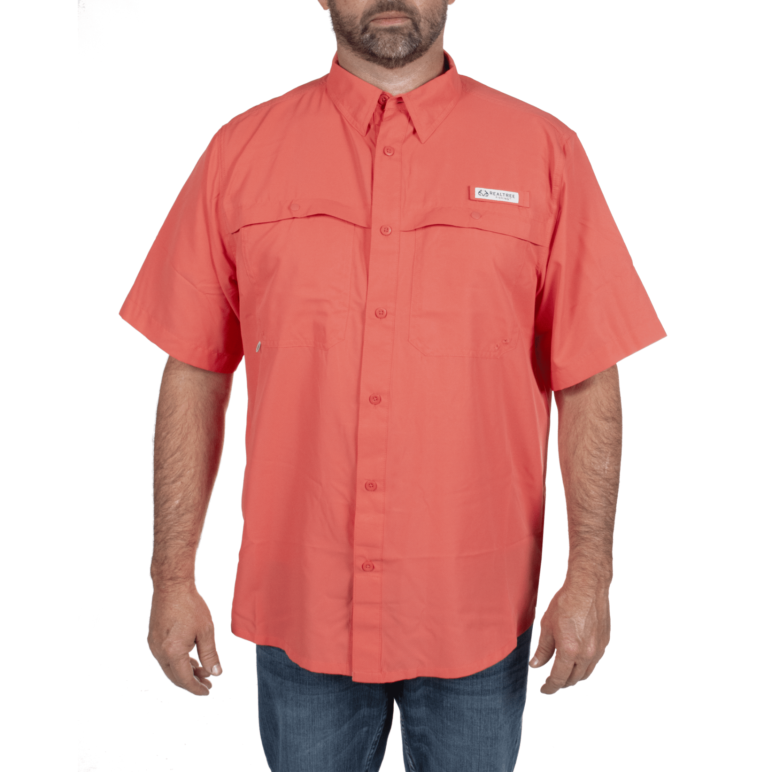 Realtree Mens Fishing Shirt Size 2XL XXL Blue Short Sleeve Vented UPF Protection 