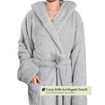 thumbnail image 3 of PAVILIA Women Hooded Plush Soft Robe | Fluffy Warm Fleece Sherpa Shaggy Bathrobe (L/XL, Light Gray), 3 of 7