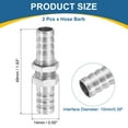 thumbnail image 2 of Uxcell Hose Barb Fitting, Hex Straight Pipe Fitting Silver Tone 3/8" x 1-15/16" x 5/8", 2 of 6