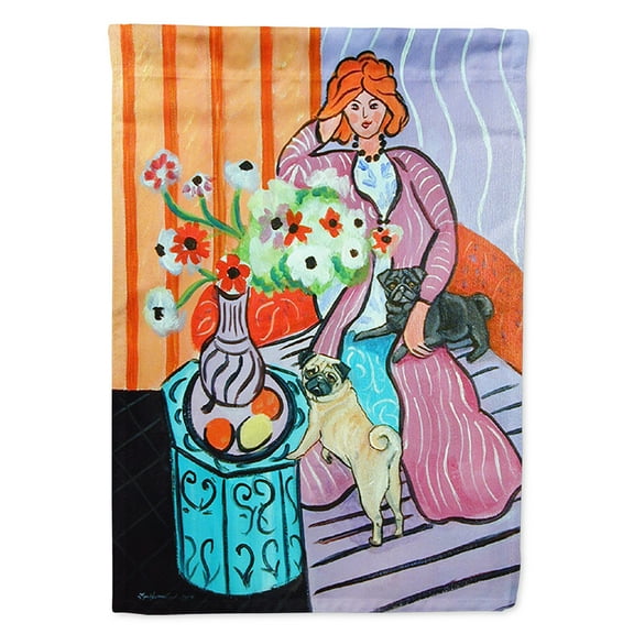 Lady with her Pug Garden Flag