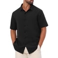 thumbnail image 4 of CAMISAS DE HOMBRE CORTA MANGA BOTÓN PLAYA VERANO CUELLO PUNTA NEGRO INSPIRAR CHIC DÍA DEL PADRE, 4 of 6