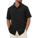 thumbnail image 4 of CAMISA DE HOMBRE CORTA DE MANGA CORTA INSPIRE CHIC PARA EL DÍA DEL PADRE, CON BOTONES, PLAYERA DE PLAYA DE VERANO, CUELLO PUNTA XL NEGRO, 4 of 6