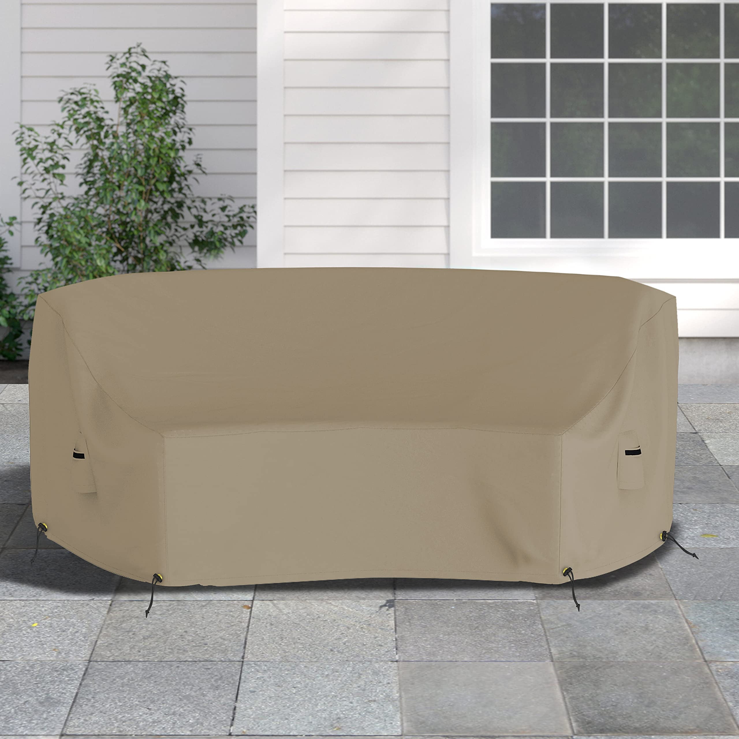 Covers&All Curved Outdoor Couch Cover, 1000D Waterproof, UV-Resistant Patio Furniture Cover