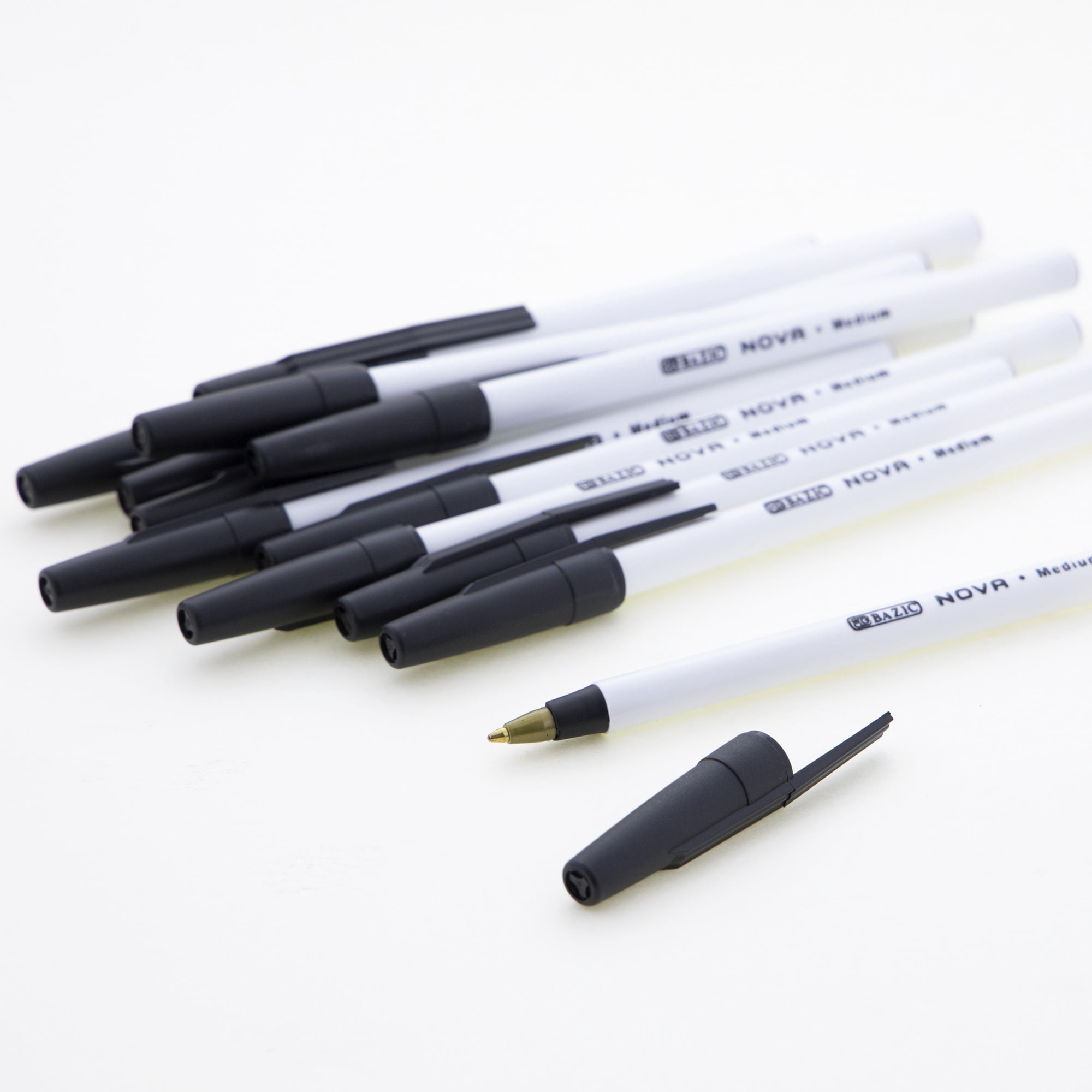 BAZIC Ballpoint Nova Black Color Stick Pens, 1.0 mm, (12/Pack), 24-Pack