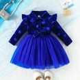 thumbnail image 2 of WEAIXIMIUNG Robe Plissée pour Filles Tout-Petits Enfants Filles Manches Longues Nœud Imprimé Robes Vêtements, 2 of 7