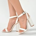 thumbnail image 3 of Cape Robbin Maria-2 White Block High Heel Transparent Open Toe Fashion Pumps (White Leather, 11), 3 of 7