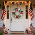 thumbnail image 6 of TanSiDing Artificial Wreath for Front Door with Bow, All-Season Decorative Wreath, Plastic Green Leaves and Flowers, Indoor Outdoor Wall Decor for Home Garden Party, 6 of 8