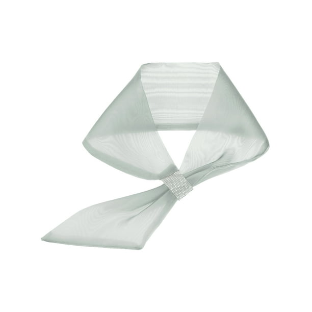 BUFANDA METÁLICA BRILLANTE INSPIRE CHIC PARA MUJER, BUFANDA LIGERA CON BRILLO Y HEBILLA DE RINCONES 67x10cm GRIS PLATEADO