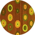thumbnail image 1 of Ahgly Company Machine Washable Indoor Round Abstract Yellow Contemporary Area Rugs, 3' Round, 1 of 4