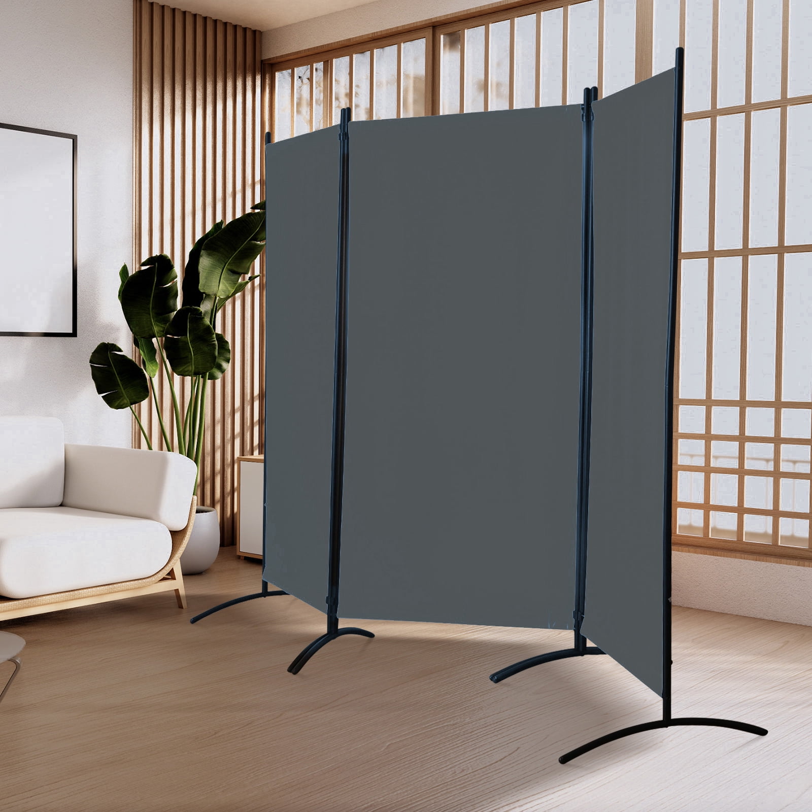 Gaildon 71’’L*99’’W 3-Pane Portable Folding Privacy Room divider,Grey