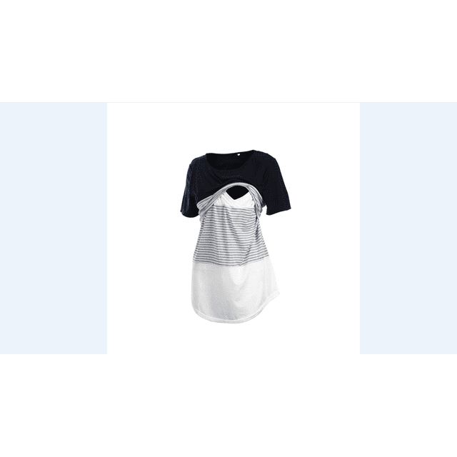 T-shirt d'Allaitement Maternité, Haut Classique à Manches Courtes Rayé