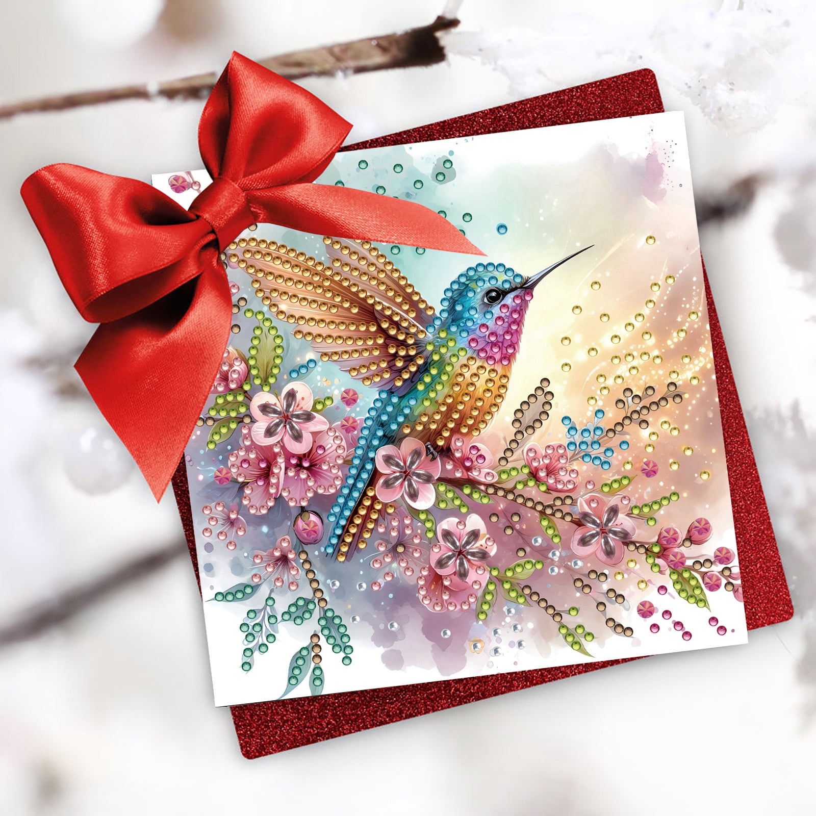 FLOPESN 12Pcs DIY Folding Greeting Card Diamond Art Painting,Creative Design Thank You Cards Set for Birthday Christmas Crafts Gift