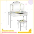 thumbnail image 3 of Gymax Kids Vanity Table Set Tri-Folding Mirror Pretend Play Dressing Large Drawer, 3 of 10