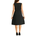 thumbnail image 3 of INSPIRE CHIC Tie Waist Work Dress for Women's Boat Neck Midi Sleeveless Dress XL Black, 3 of 6