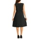 thumbnail image 3 of Vestido de trabajo con cintura ajustable INSPIRE CHIC para mujer, vestido midi sin mangas de cuello barco, color negro, 3 of 6