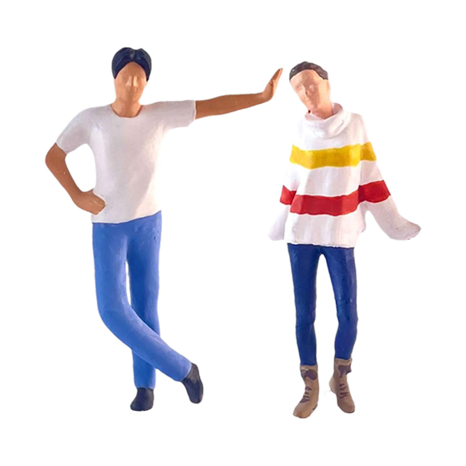 LeeQinersw 2 Pieces 1/64 People Figures DIY Crafts Miniature Boys Girls Model for Dollhouse
