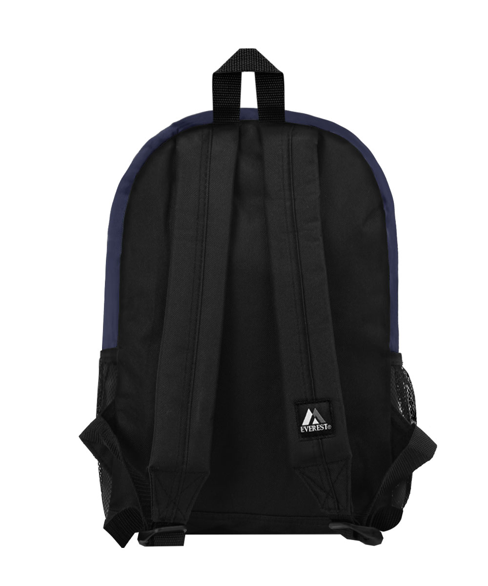 Everest 16.5" Casual Backpack w/ Side Mesh Pocket, Navy All Ages, Unisex 6045-NY/BK, Carrier and Shoulder Book Bag for School, Work, Sports, and Travel - image 4 of 4