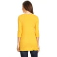 thumbnail image 4 of Women's Solid Basic Casual Side Button Trim Round Neck Blouse Shirt Tunic Top, 4 of 5