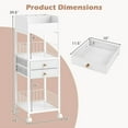 thumbnail image 3 of Costway Makeup Organizer Cart with 2 Storage Drawers & Lockable Wheels for Perfume, White, 3 of 10