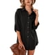 thumbnail image 2 of Vestido camisero con puños hacia atrás, vestido camisero de manga media con solapa y botones para mujer Vestido camisero para mujer diseñado para el futuro, 2 of 9