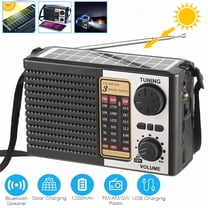 Portable Solar Radio with Bluetooth, AM/FM/SW, LED Flashlight, Rechargeable Battery for Emergency & Outdoor