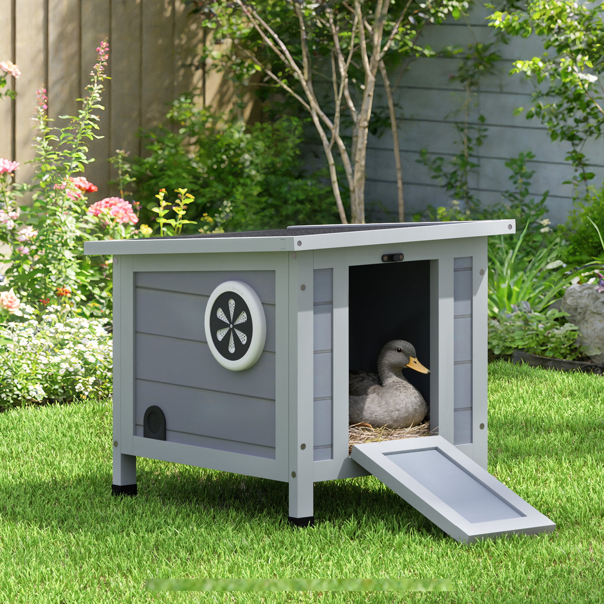 Coziwow Rabbit Hutch Cat House for Small Animal Wooden 20”x 16”x 17”, Grey
