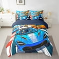 thumbnail image 2 of Erosebridal Cartoon Race Car Bedding Sets Queen Size,Racing Theme Comforter Sets with Sheets,Modern Urban Buildings Road Bed in a Bag Queen Size,Breathable Room Decor Reversible,7 Pieces, 2 of 6