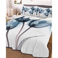 thumbnail image 2 of Quilts Twin Size, Navy Blue Tulip Soft Comforter Bedding Set for Bed, Watercolor Farmhouse Floral Botanical Lightweight Quilted Bedspread with Pillow Cover(2 Pieces) for All Season, 68x86 Inch, 2 of 6