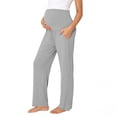 thumbnail image 2 of Acaics Solid Color Stretch Pregnancy Wide Leg Trousers with Side Pockets, Lightweight Comfortable Maternity Lounge Bottoms for Pregnant Women Everyday Wear, 2 of 7