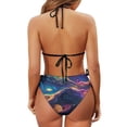 thumbnail image 6 of Chririnla Women's Psychedelic Galaxy Halter Bikini Set - Two Piece Triangle Swimsuit with Tie Side Bottoms, Perfect for Tropical Beach Vacations & Pool Parties, 6 of 9