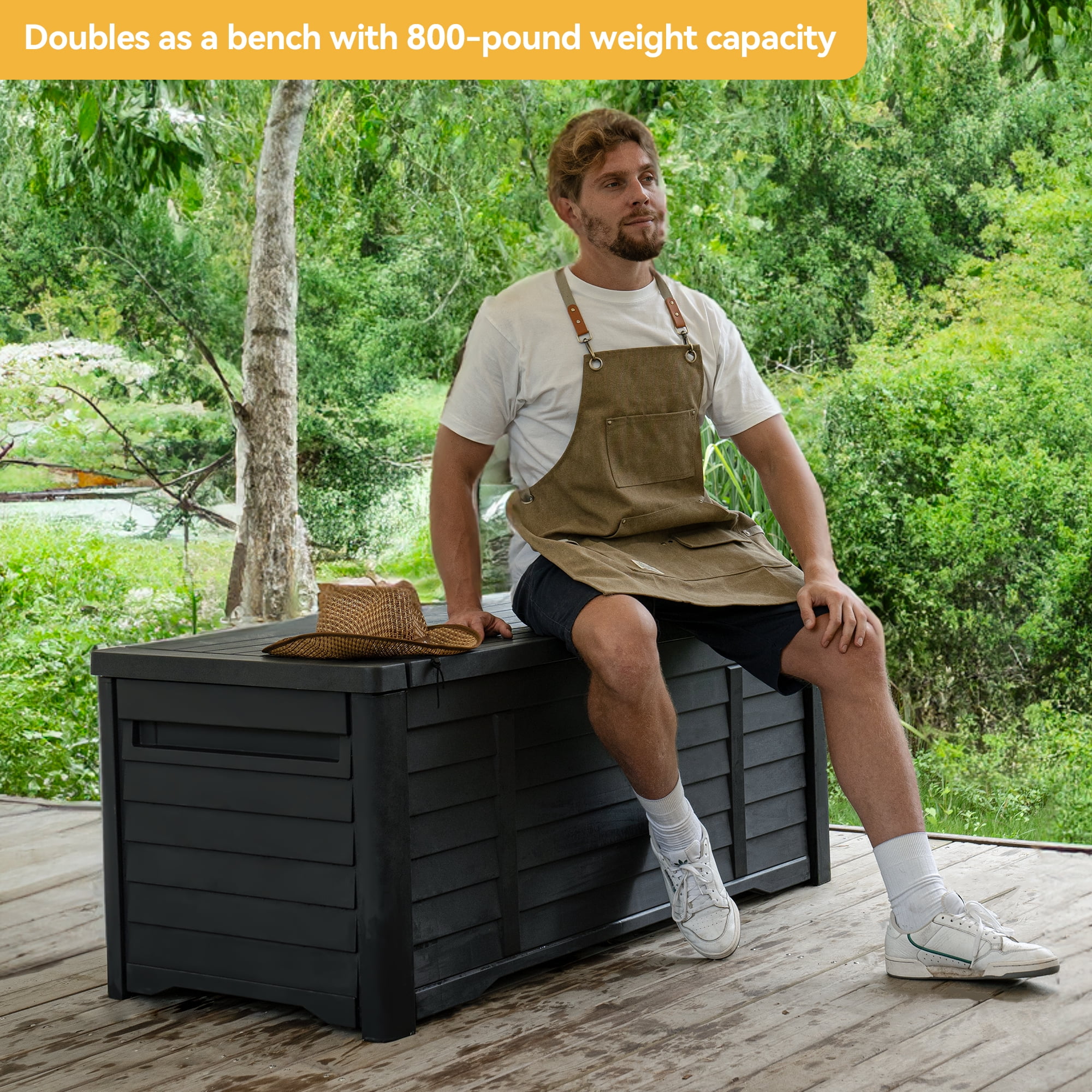DEXTRUS Outdoor 120 Gallon Resin Deck Box, Black – Large Capacity for Outdoor Storage