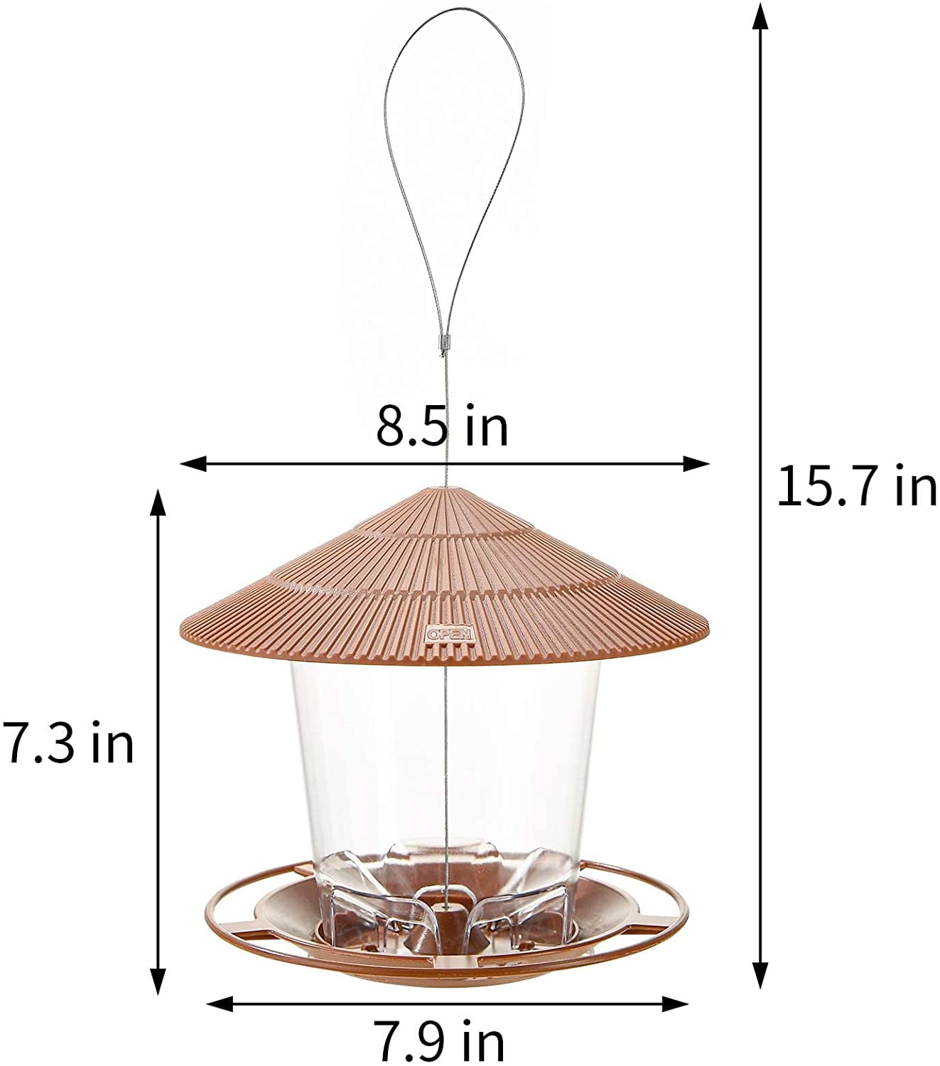 Hanizi Bird Feeder Outdoor Hanging for Wild Seed, Brown