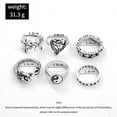 thumbnail image 2 of Womens Fashion Vintage Rings Set Geometric Silver Finish Rings Electroplated Alloy Ring Set Simple Band Rings for Women, 2 of 6