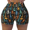 thumbnail image 2 of Balery Colorful Guitar Pantalones cortos de entrenamiento estampados para mujer, sin costuras, ajustados, para gimnasio, yoga, correr, deportes, ejercicio activo, fitness.-XX-Large, 2 of 8