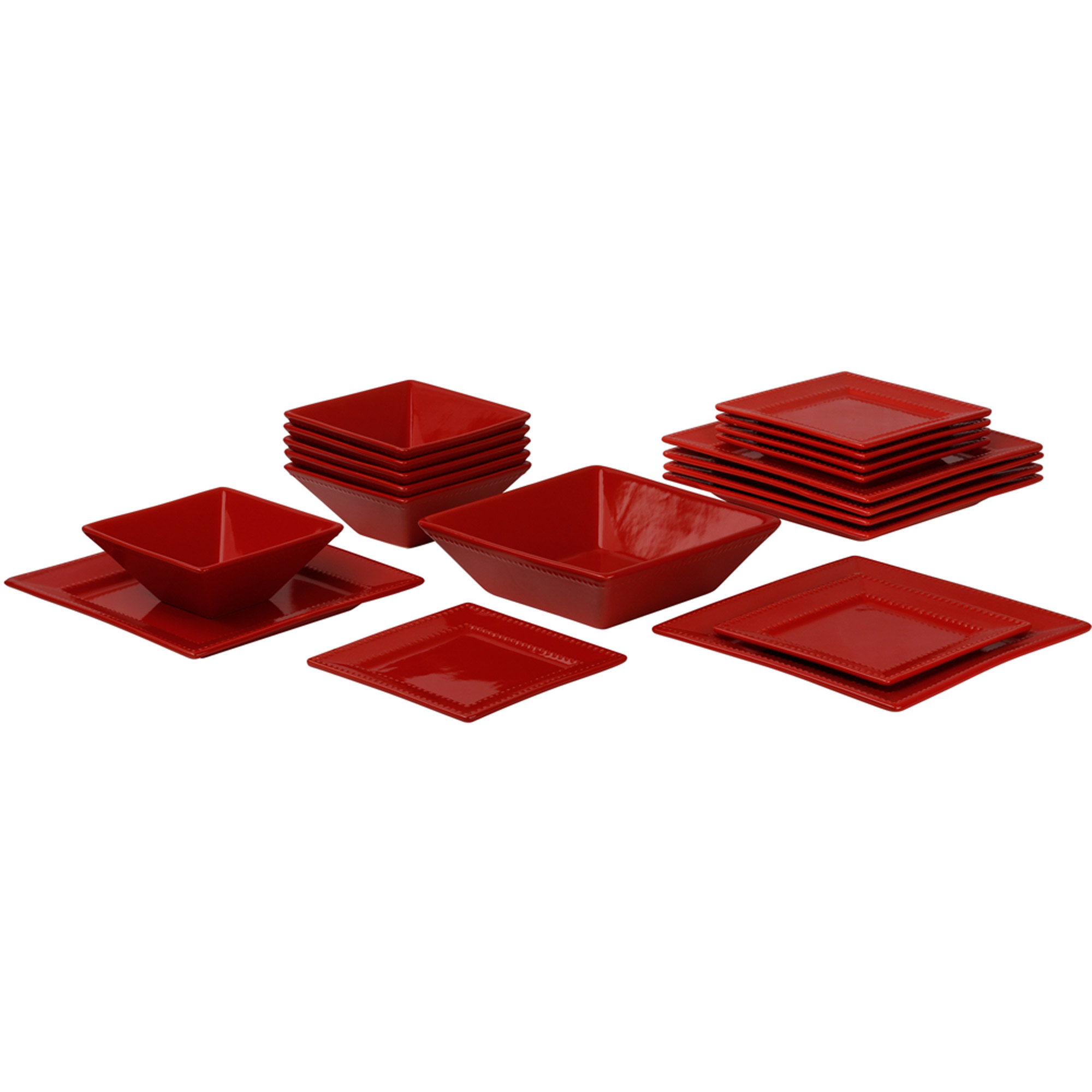 10 Strawberry Street Nova Beaded Square 19-Piece Dinnerware Set