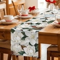 thumbnail image 5 of Spring Magnolia Blossom Table Runner 70 Inches, White Flowers Leaves Plants Country Bed Runner Dresser Scarves Tabletop for Indoor Outdoor Parties/Ceremony/Banquet, 13" x 70", 5 of 9
