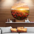 thumbnail image 1 of Designart - Beautiful Poppy Field at Sunset' Abstract Round Circle Metal Wall Art, 1 of 4